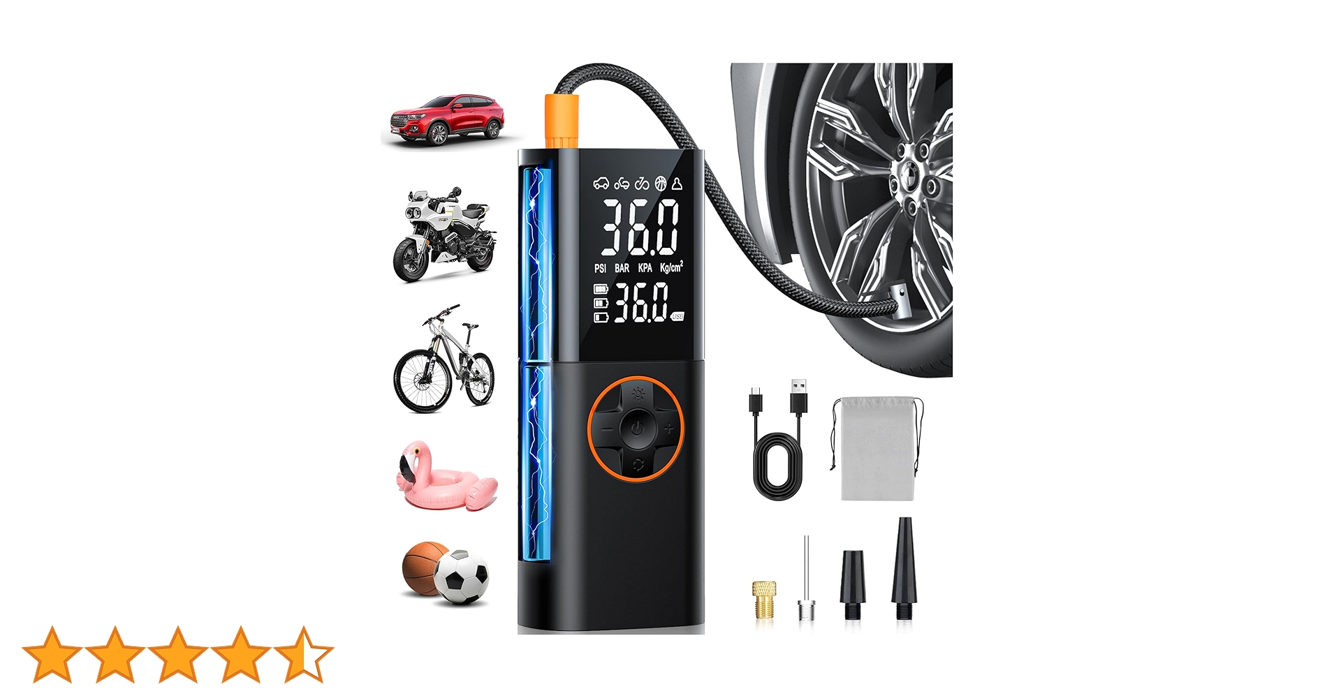 Amazon.co.jp: 電動空気入れ 【7800mAh大容量・10秒充填】自転車